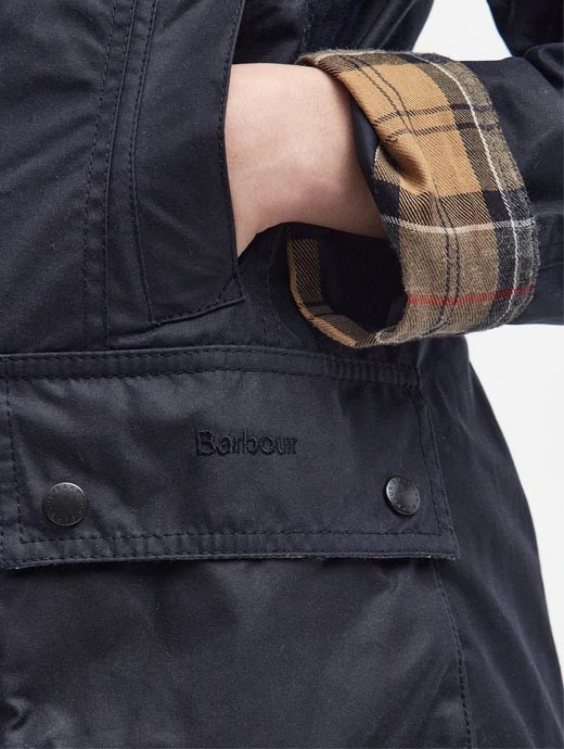 Barbour tartan beadnell waxed jacket navy hotsell