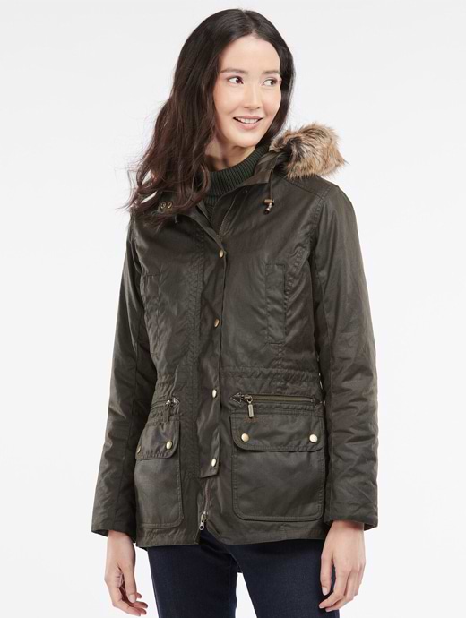 Barbour Women's Kelsall Waxed Cotton Parka Olive