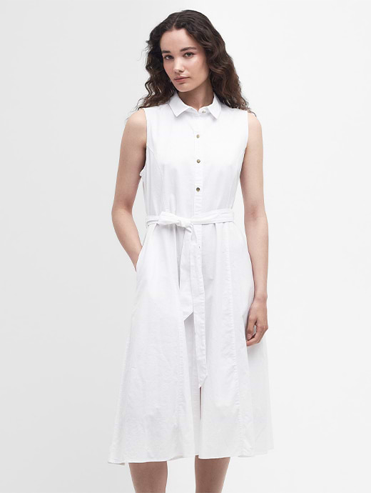 Barbour Women s Rei Midi Dress White
