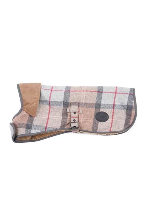 Barbour Wool Touch Dog Coat Taupe/Pink Tartan