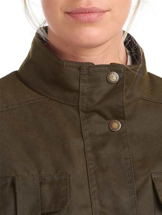 Barbour Women's Winter Defence Waxed Cotton Jacket Olive/Classic