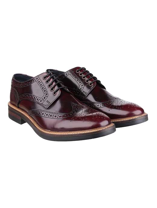 Base London Men s Woburn Hi Shine Brogue Shoe Wine