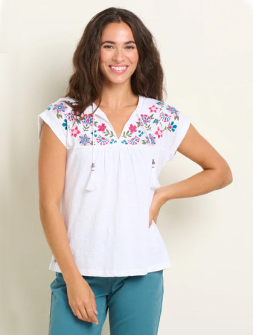 Brakeburn Women's Piper Embroidered T-Shirt White