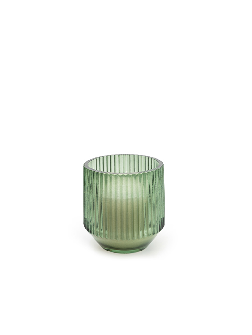 Candlelight Olive Green Small Ridged Candle Sicilian Basil & Wild Lemon Scent 