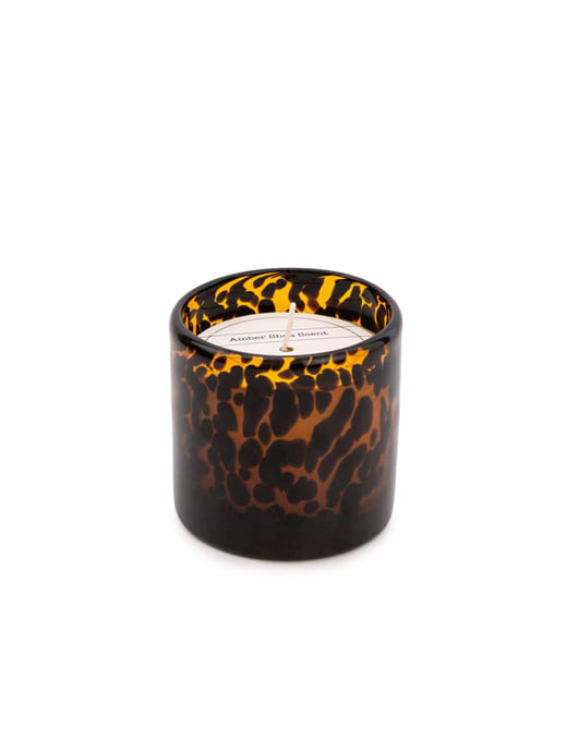 Candlelight Mottled Amber & Black Glass Wax Filled Pot Candle Amber Shea Scent 