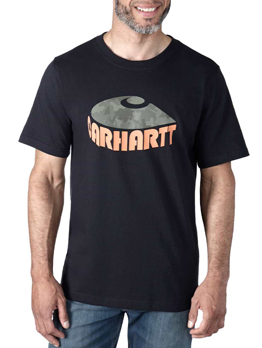 Carhartt Men's Relaxed Fit Heavyweight Camo Graphic T-Shirt Black