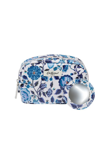 Cath Kidston Make Up Bag with Mirror Navy Carnation