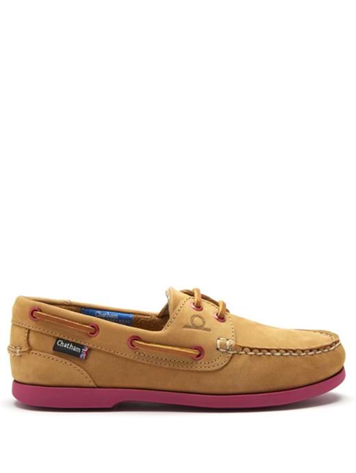 Chatham Women's Pippa II G2 Leather Boat Shoes Tan/Pink