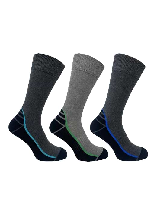 Cleversocks Bramble Men's Hiker Socks With Bamboo Footbed Grey/Black -UK 6-11