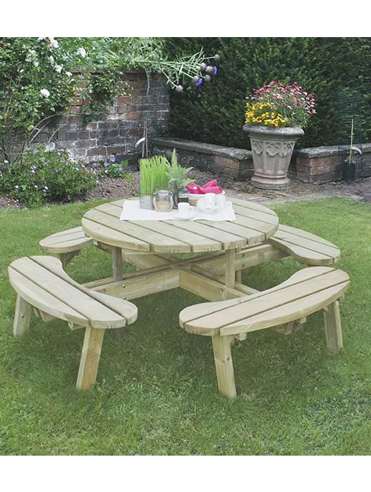 Forest Garden Circular Picnic Table Without Seat Backs