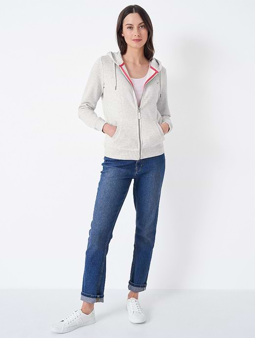 Crew Clothing Women s Heritage Zip Through Hoodie Grey