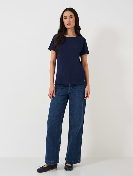 T-shirt Bleu Crew Clothing Taille UK 8 Femme - Occasion Très Bon état