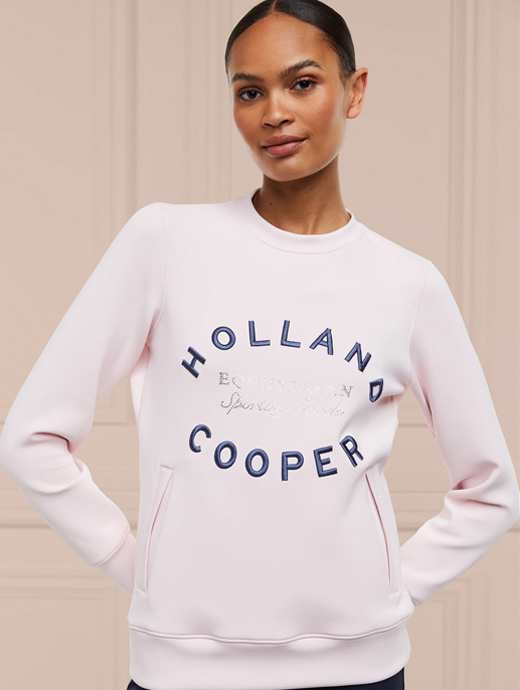 Holland Cooper Crystal Crew Neck Sweat Blush