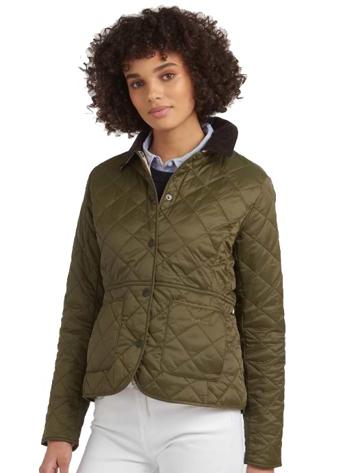 Barbour Women's Deveron Quilted Jacket Olive/Pale Pink