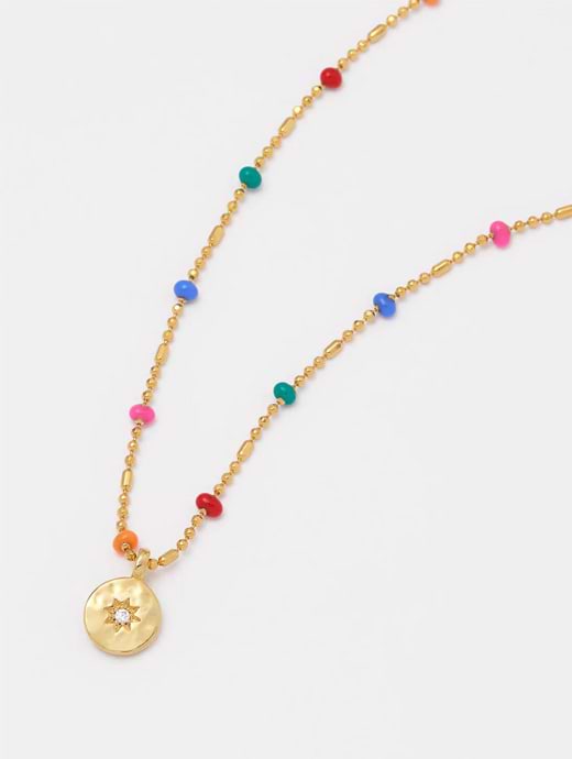 Estella Bartlett CZ Pendant Rainbow Necklace Gold Plated 