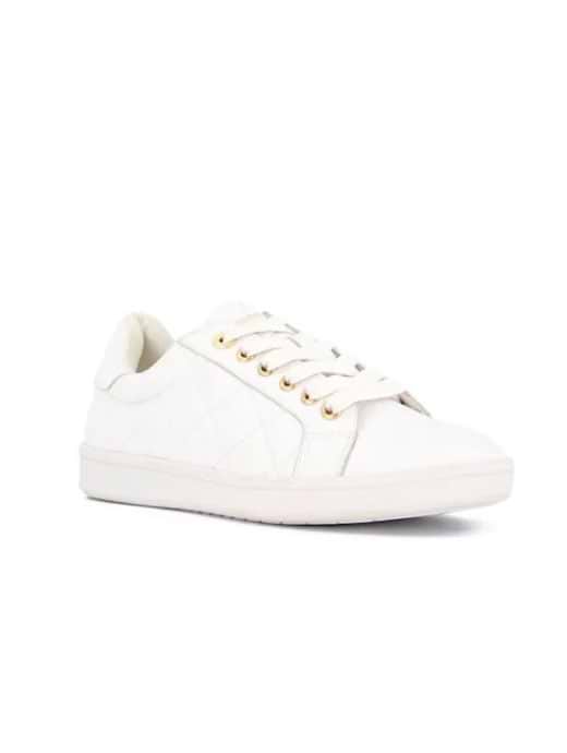 Dune London Women's Excited Quilted Leather Trainers White