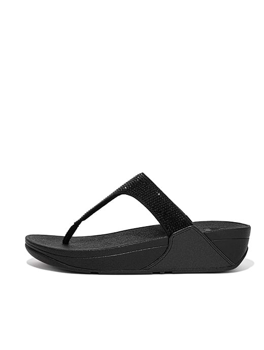Fitflop Women s Lulu Crystal Embellished Toe Post Sandals All Black