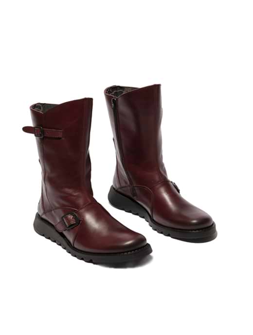 Fly London Women s MES2 Zip Up Rug Black Sole Boot Wine