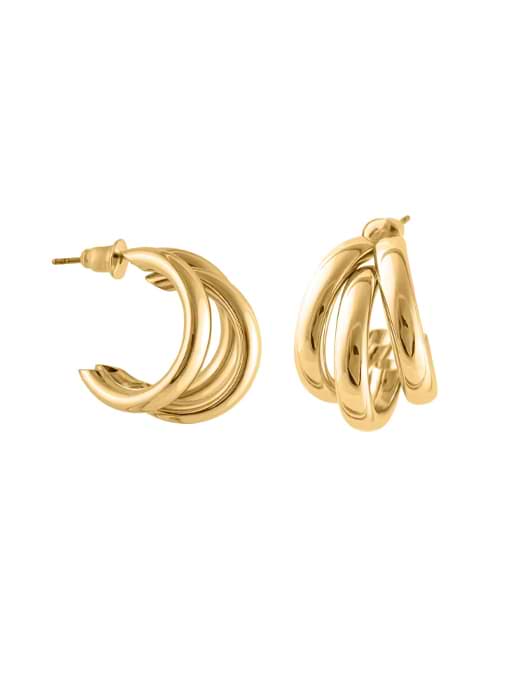 Big Metal London Gisele Turbular Plated Brass Earrings Gold 