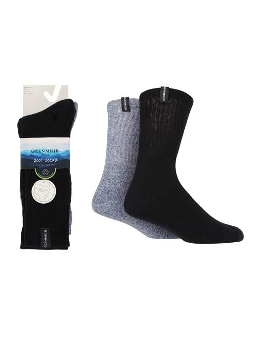 Glenmuir Men s Boot Socks 2pk Black Blue