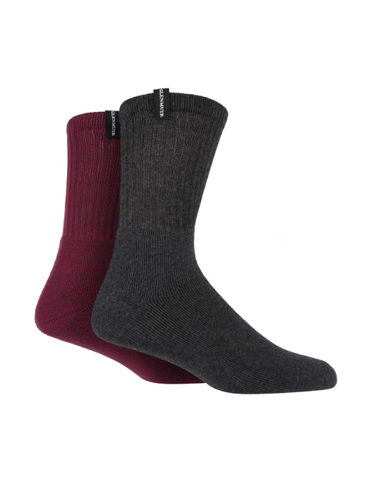 Glenmuir Men s Boot Socks 2pk Charcoal Burgundy