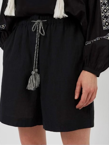 Great Plains Women's Spring Linen Mix Drawstring Shorts Black