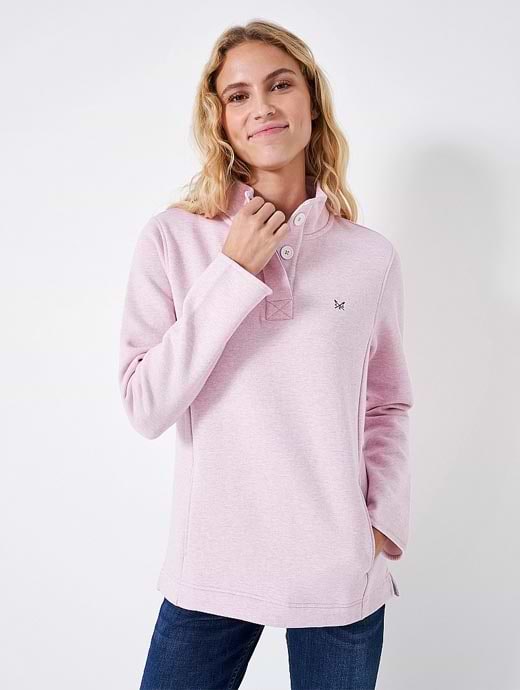 Crew Clothing Women's Half Button Sweatshirt Pink