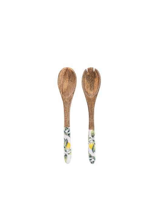 Candlelight Handcrafted Lemon Wooden Fork & Spoon Set Of 2