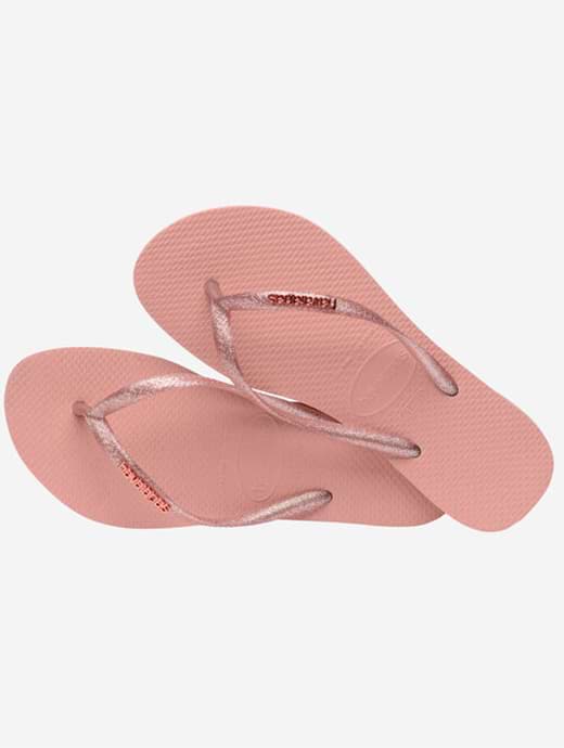 Havaianas slim logo metallic discount pink rose