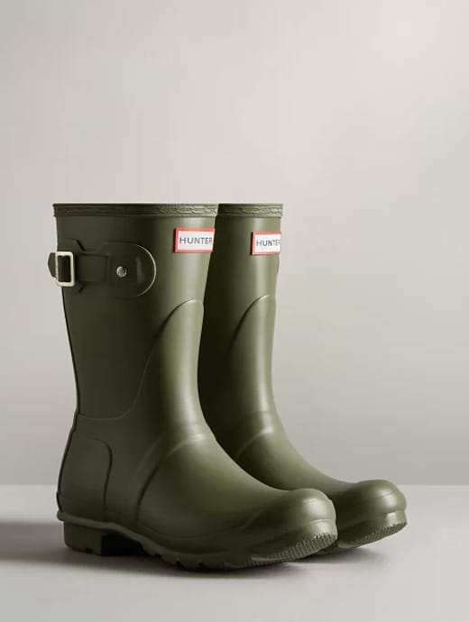 Dark olive short hunter boots top