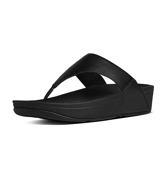 Fitflops Lulu Leather Toe Post Sandals Black-UK 4