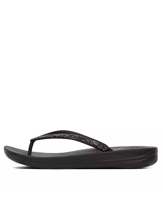 FitFlop Iqushion Sparkle Ergonomic Flip Flops Black