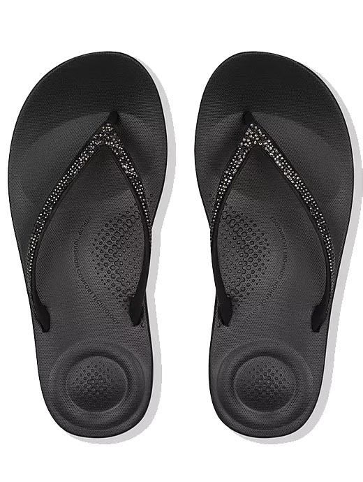 Reef black store sparkle flip flops