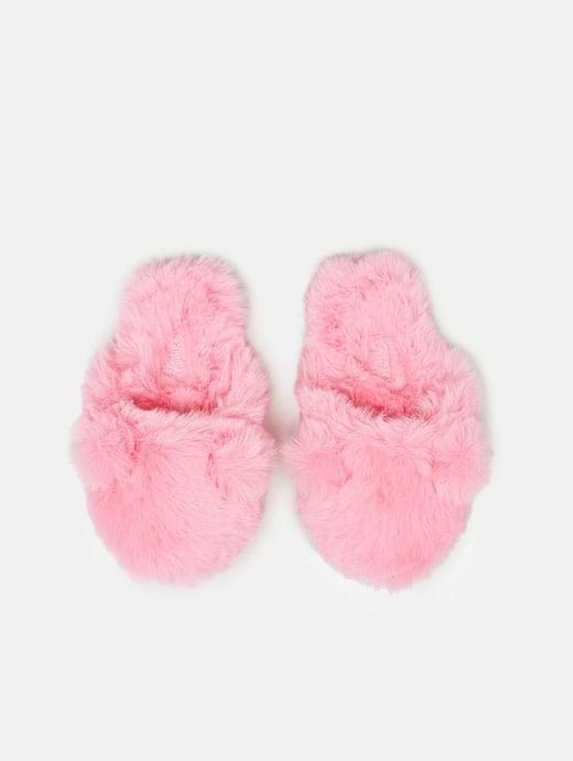 Pink slip on mules top