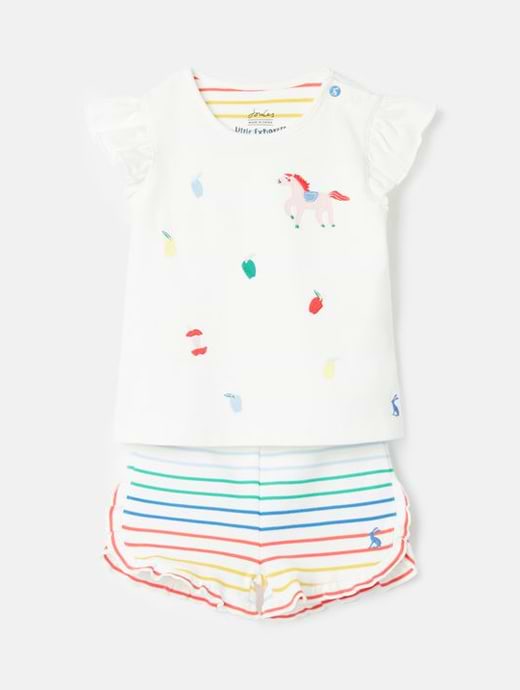 Joules Barnacle Shorts & Tee Set Horse & Apples