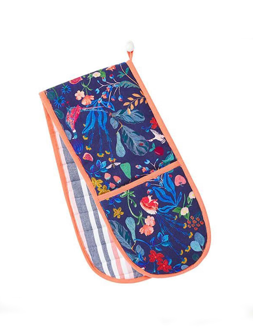 Joules Country Cottage Double Oven Glove Navy Floral