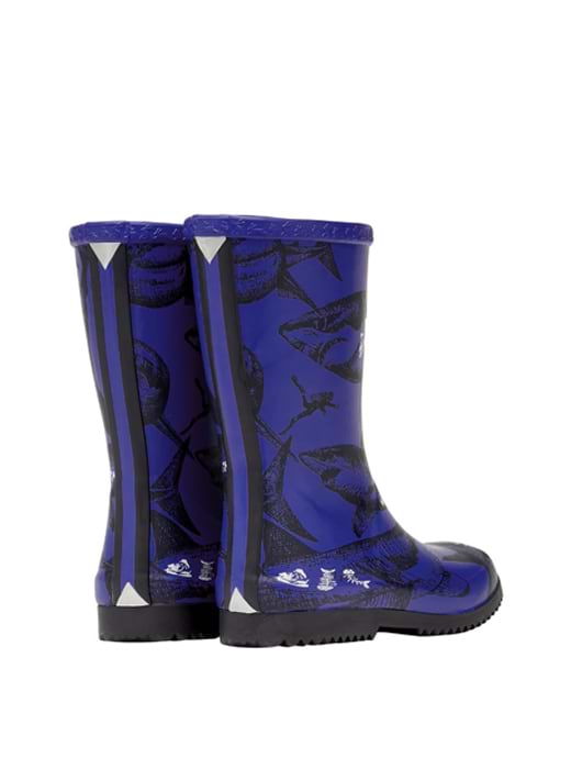 Joules JNR Printed Roll Up Wellies Blue Etched Sharks