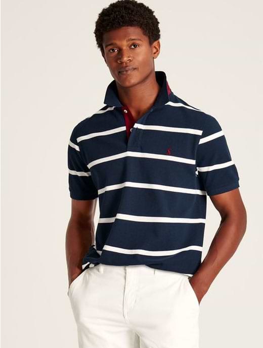 Joules Men's Filbert Polo Shirt Navy White Stripe