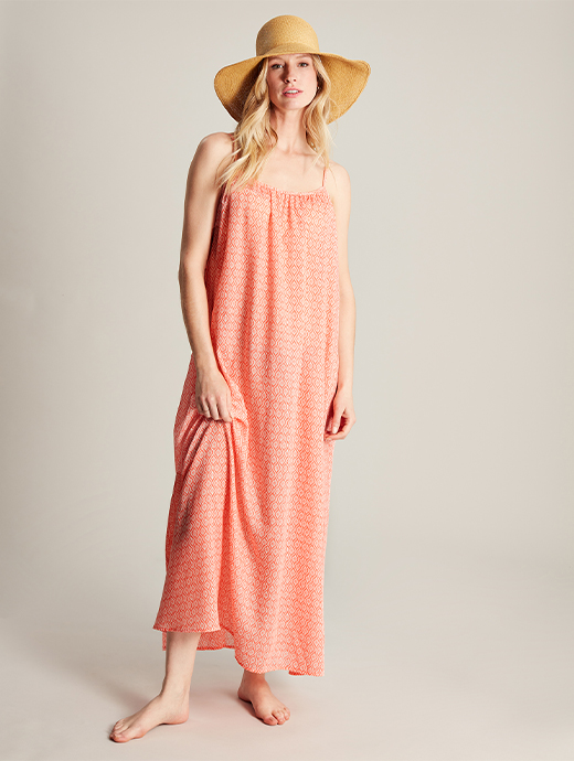 Joules Women s Amanda Beach Dress Orange Ditsy