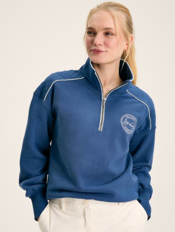 Joules Women's Racquet Cotton Quarter Zip Sweatshirt Blue 