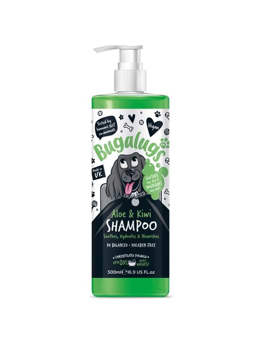Bugalugs Kiwi & Aloe Bottle Dog Shampoo With Pump 500ml