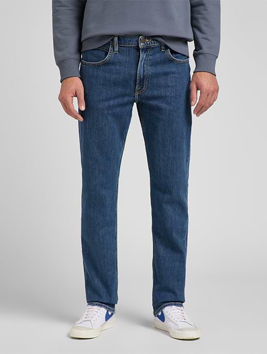 Lee Men's Brooklyn Straight Mid Stonewash Jeans