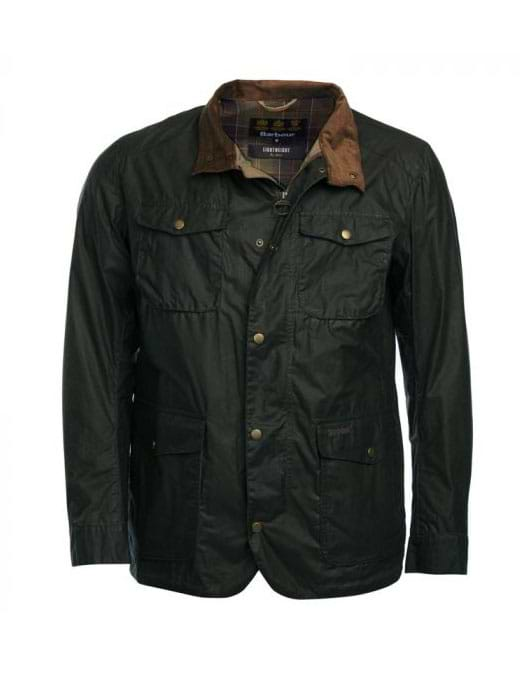 Barbour Men's 4oz Lightweight Ogston Waxed Jacket Dark Olive