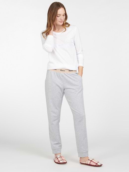 Barbour LOTTIE Womens Cotton Lounge Trousers Light Grey Marl | Shuperb