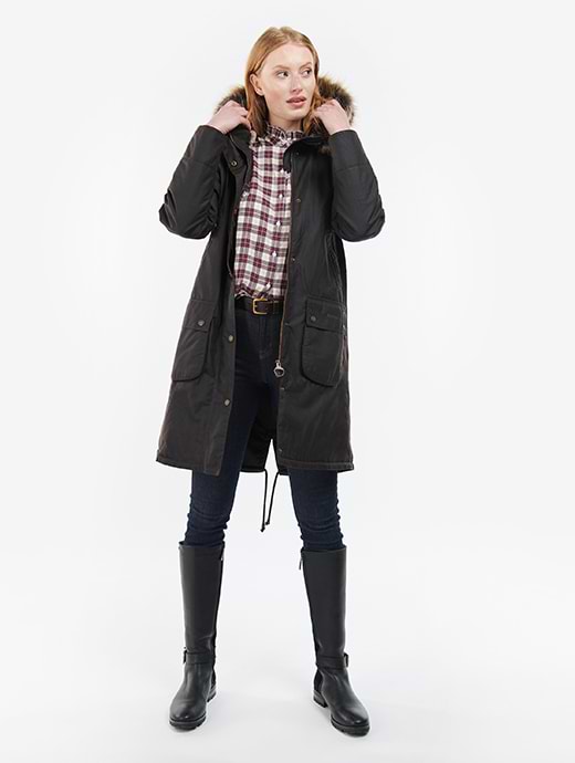 Barbour womens long best sale jacket