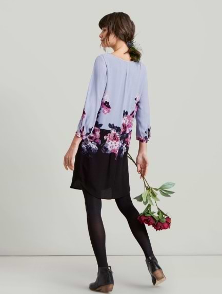 Joules Lyris Woven Dress Dark Grey Woodland Floral