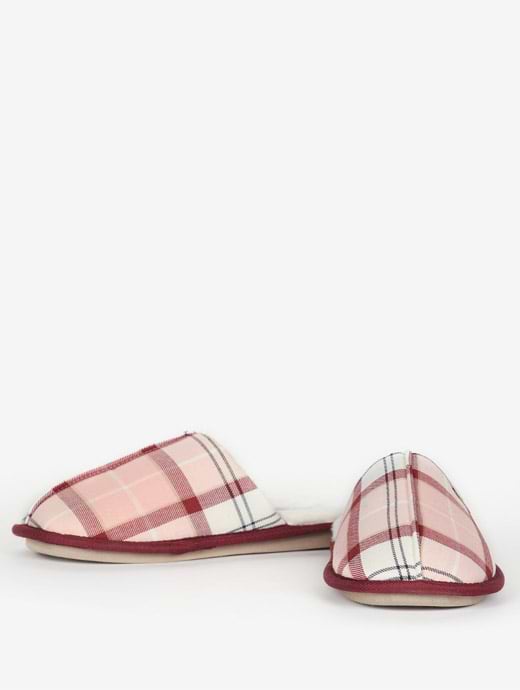 Barbour Women s Maddie Slippers Red Pink Tartan