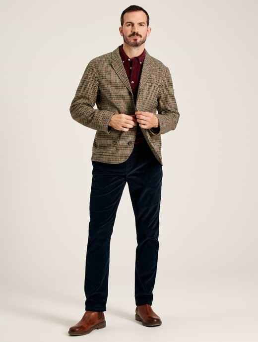 Joules Men's Marriot Single Breasted Tweed Blazer Brown Houndstooth