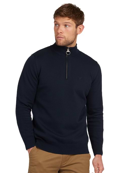 Barbour Men's Cotton Half Zip Sweater Navy
