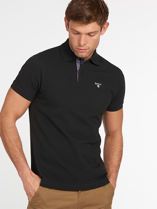 Barbour black polo shirt sales